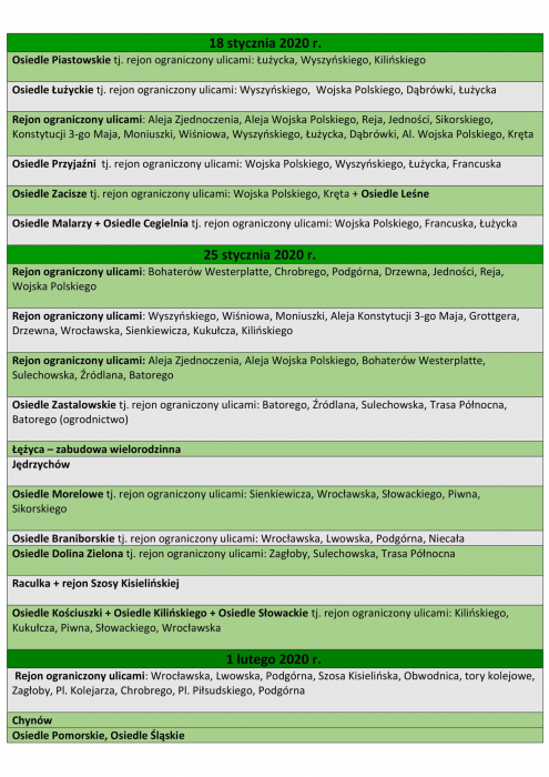 Harmonogram odbioru choinek