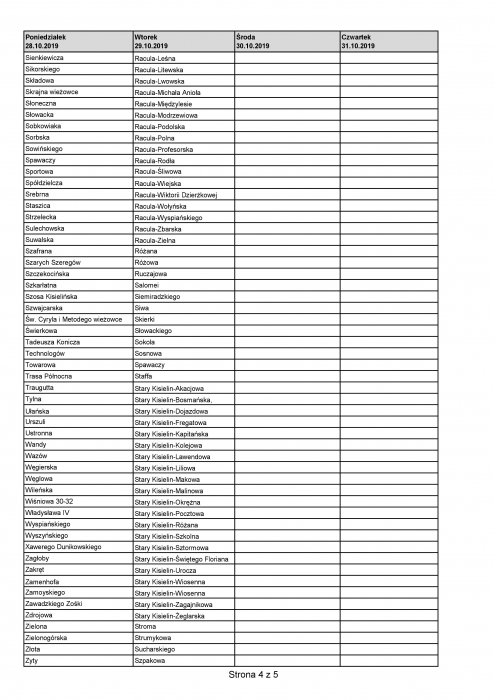 Zmiana harmonogramu wywozu odpadów