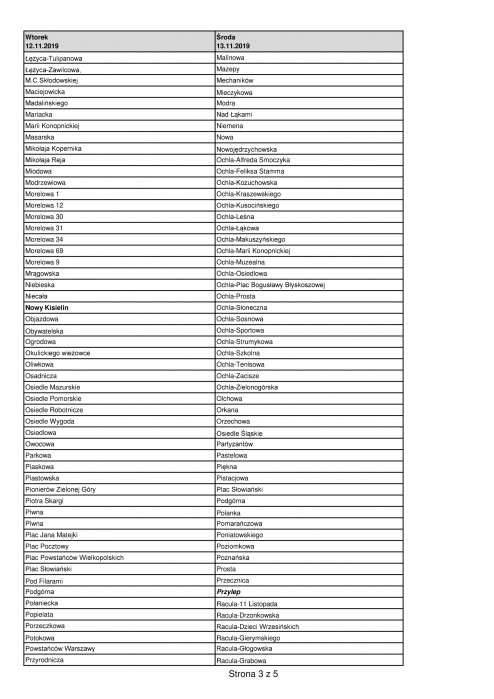 Zmiana harmonogramu wywozu odpadów w związku z Dniem Niepodległości